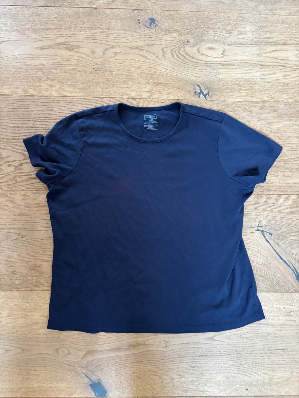 LL Bean Supima Cotton Tee, Navy, Large
